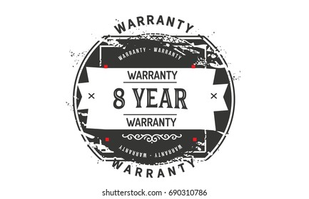 8 year warranty icon vintage rubber stamp guarantee