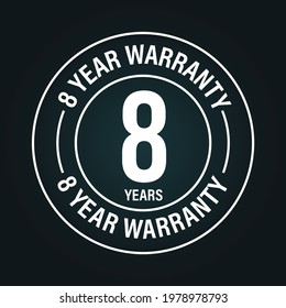 8 year warranty vector icon