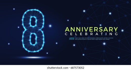 8 years anniversary celebrating numbers vector abstract polygonal silhouette. 8th anniversary concept. vector illustration