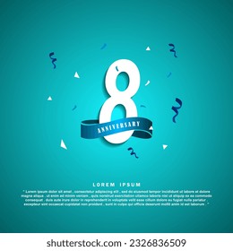 8 Years anniversary celebration 3d vector template design illustration