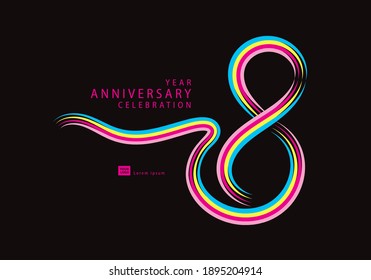 8 years anniversary celebration logotype colorful line vector, 8th birthday logo, 8 number, Banner template, vector design template elements for invitation card and poster.