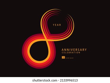 8 years anniversary celebration logotype red line vector, 8th birthday logo, 8 number,  sign vector, graphic element design
