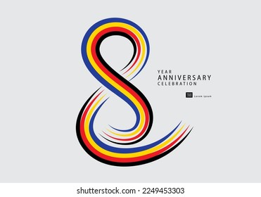 8 years anniversary celebration logotype colorful line vector, 8th birthday logo, 8 number, Banner template, vector design template elements for invitation card and poster. number design vector