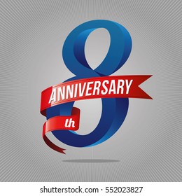 8 years anniversary celebration logotype. 8th logo, gray background