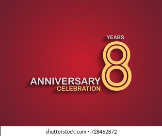 8 years anniversary celebration logotype with linked number gold and silver color isolated on red color. vector anniversary for celebration, invitation card, and greeting card