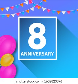 8 Years Anniversary Celebration Vector Template Design Illustration