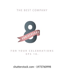 8 Years Anniversary Celebration Vector Template Design Illustration