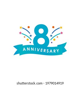 8 Years Anniversary Celebration Vector Template Design Illustration. Vector Eps10