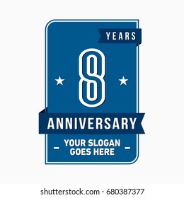 8 years anniversary design template. Vector and illustration.