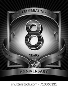 8 years anniversary design template for invitation, advertising, banner, vector design