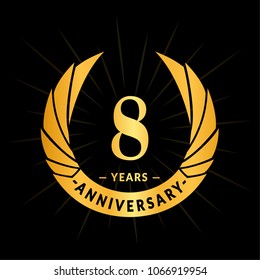 8 years anniversary. Elegant anniversary design. 8 years logo.