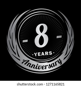 8 years anniversary. Elegant anniversary design. 8 years logo.