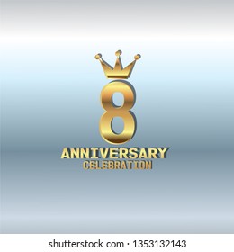 8 years Anniversary golden font and crown  with silver background. simple design with golden number and golden text with silver background. My all design can see in my port