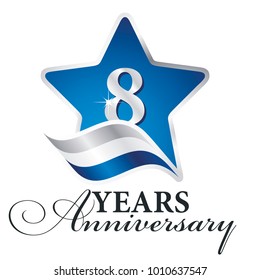8 years anniversary isolated blue star flag logo icon