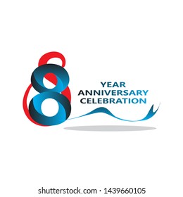 8 years anniversary linked logotype with red color isolated on white background for company celebration event