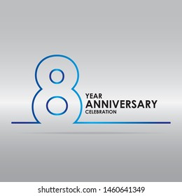 8 years anniversary linked logotype with blue color isolated on white background for company celebration event