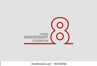 8 years anniversary linked logotype with red color isolated on white background for company celebration event