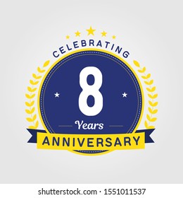 8 Years Anniversary Logo Template. Can be used for celebration event