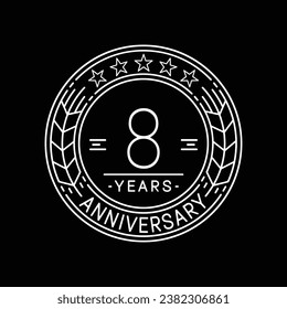 8 years anniversary logo template. 8th line art vector and illustration.