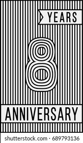 8 years anniversary logo. Vector and illustration. Line art anniversary design template.
