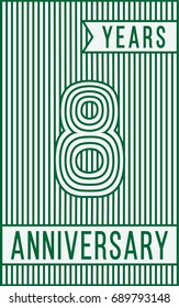 8 years anniversary logo. Vector and illustration. Line art anniversary design template.