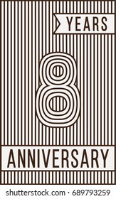 8 years anniversary logo. Vector and illustration. Line art anniversary design template.