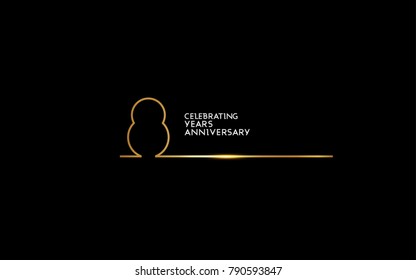 8 Years Anniversary logotype with golden colored font numbers made of one connected line, isolated on black background for company celebration event, birthday