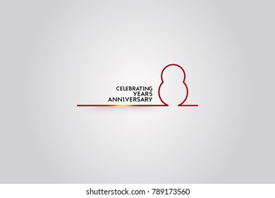 8 Years anniversary logotype with red colored  font numbers made of one  connected line, isolated on white background for company celebration event, birthday