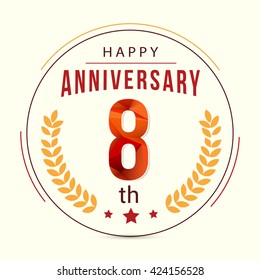 8 Years Anniversary with Low Poly Design and Laurel Ornaments