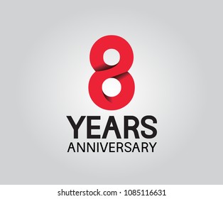 8 years anniversary red soft color for company celebration isolated on white background