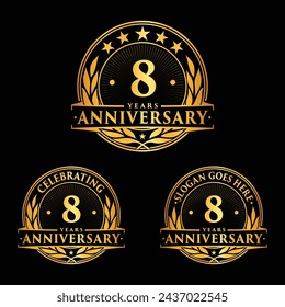 8 years anniversary set. 8th celebration logo collection. Vector and illustration. 
