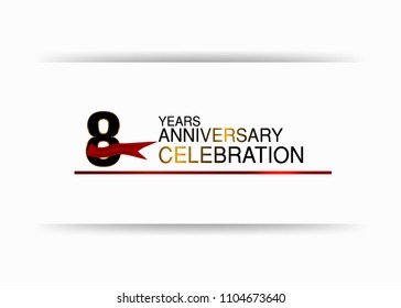 8 years anniversary simple black colored number  design with red ribbon isolated on white background for celebration