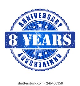 8 Years anniversary stamp.  Vector illustration.