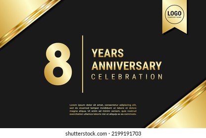 8 Years Anniversary template design. Golden Anniversary Celebration, vector illustration.