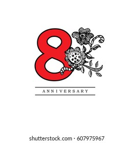 8  years anniversary.vector illustration.eps10.