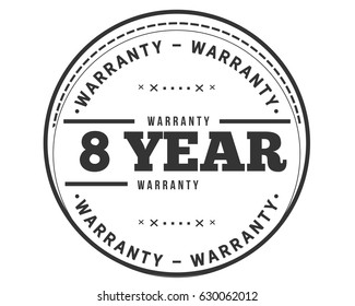 8 years black warranty label icon vector vintage grunge retro stamp