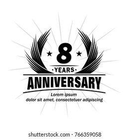 8 years design template. Anniversary vector and illustration template.