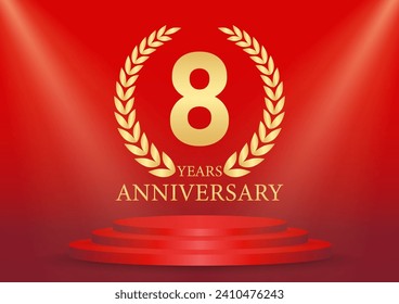 8 Years or Eight Years Anniversary Logo. Anniversary Celebration Logo for Wedding, Birthday Party or Celebration. Vector Illustration.