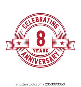 8 years logo design template. 8th anniversary vector and illustration.