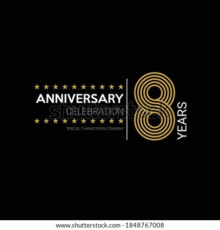 8 years old celebrating logo. happy anniversary 8th. Greetings celebrates.