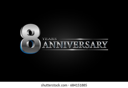 8 Years silver anniversary celebration logo, anniversary for celebration, birthday, wedding and party