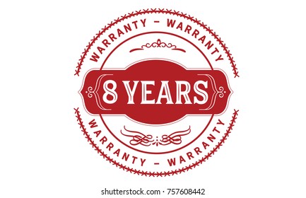8 years warranty icon vintage rubber stamp guarantee