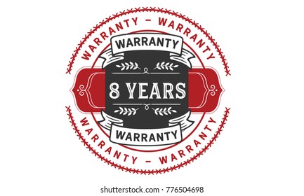 8 years warranty icon vintage rubber stamp guarantee