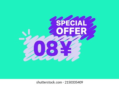8 Yen OFF Sale Discount banner shape template. Super Sale 8 Yuan Special offer badge end of the season sale coupon bubble icon. Modern concept design. Discount offer price tag vector illustration.