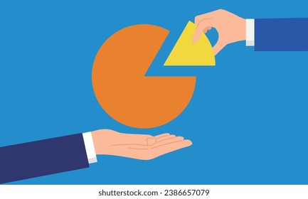 80% and 20% graphs, illustration of hand holding graph, vector