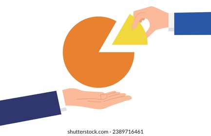 80% and 20% graphs, illustration of hand holding graph, vector
