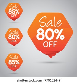 80% 85% Sale, Disc, Off on Cheerful Orange Tag for Marketing Retail Element Design