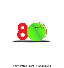 80 anniversary concept template design red and green