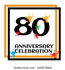 80 anniversary logo vector template. Design for banner, greeting cards or print