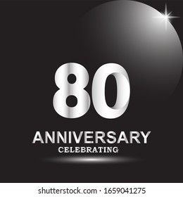 Plantilla vectorial de logotipo de 80 años. Diseño para banner, tarjetas de felicitación o impresión